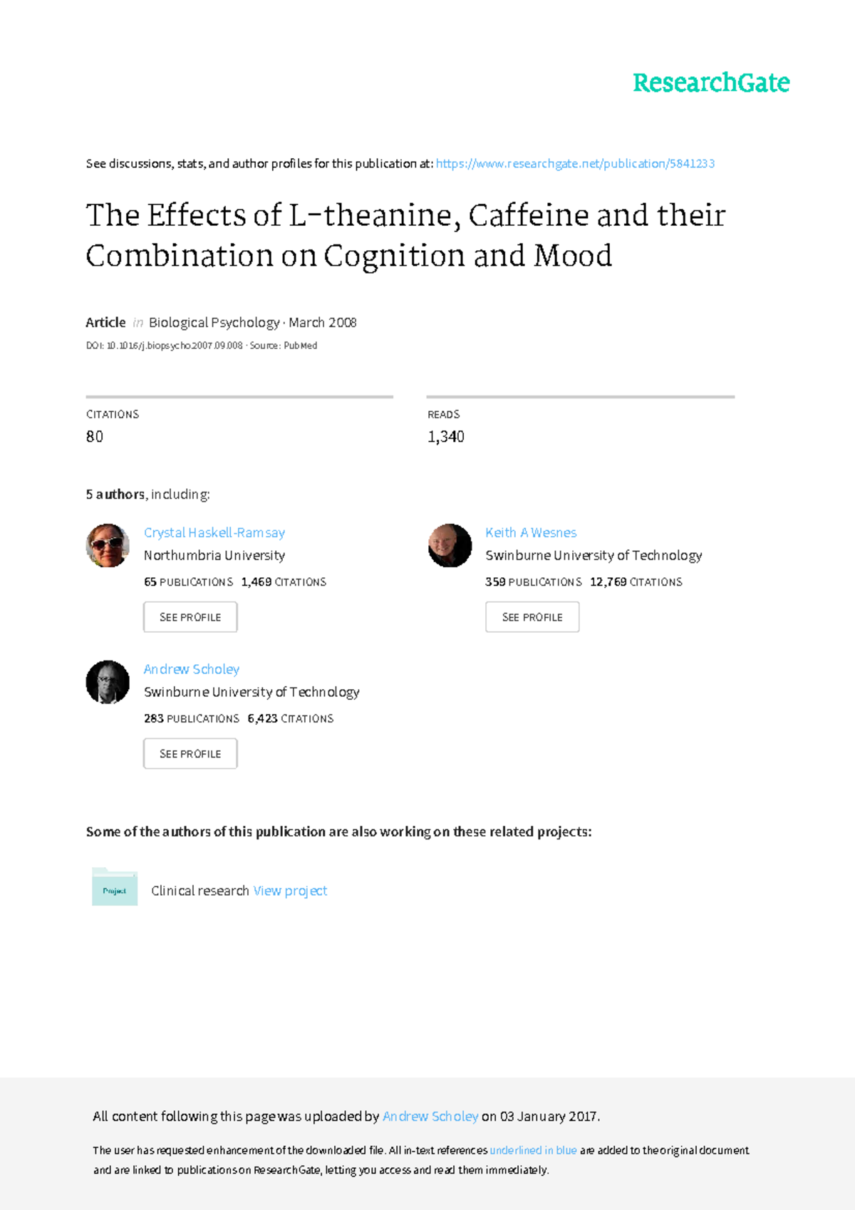 The effects of L theanine caffeine and t - See discussions, stats, and ...