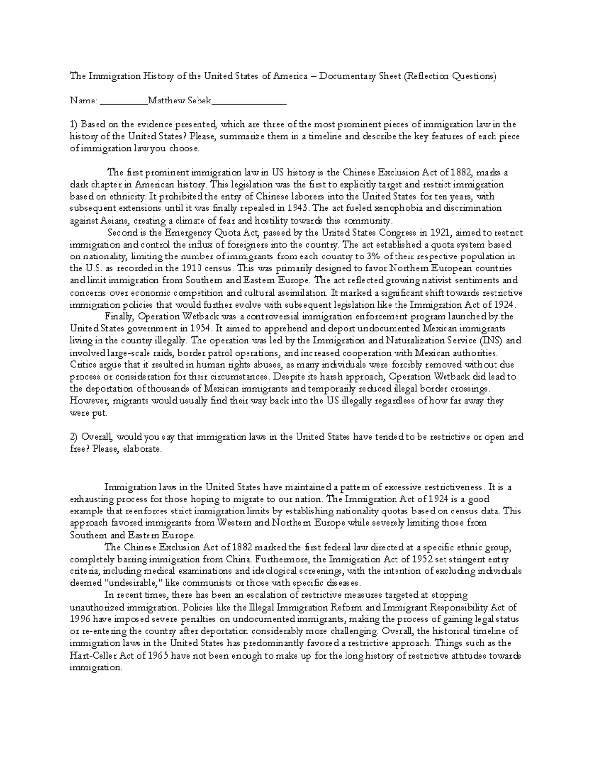 Immigration and politics documentary 2 The Immigration History of the