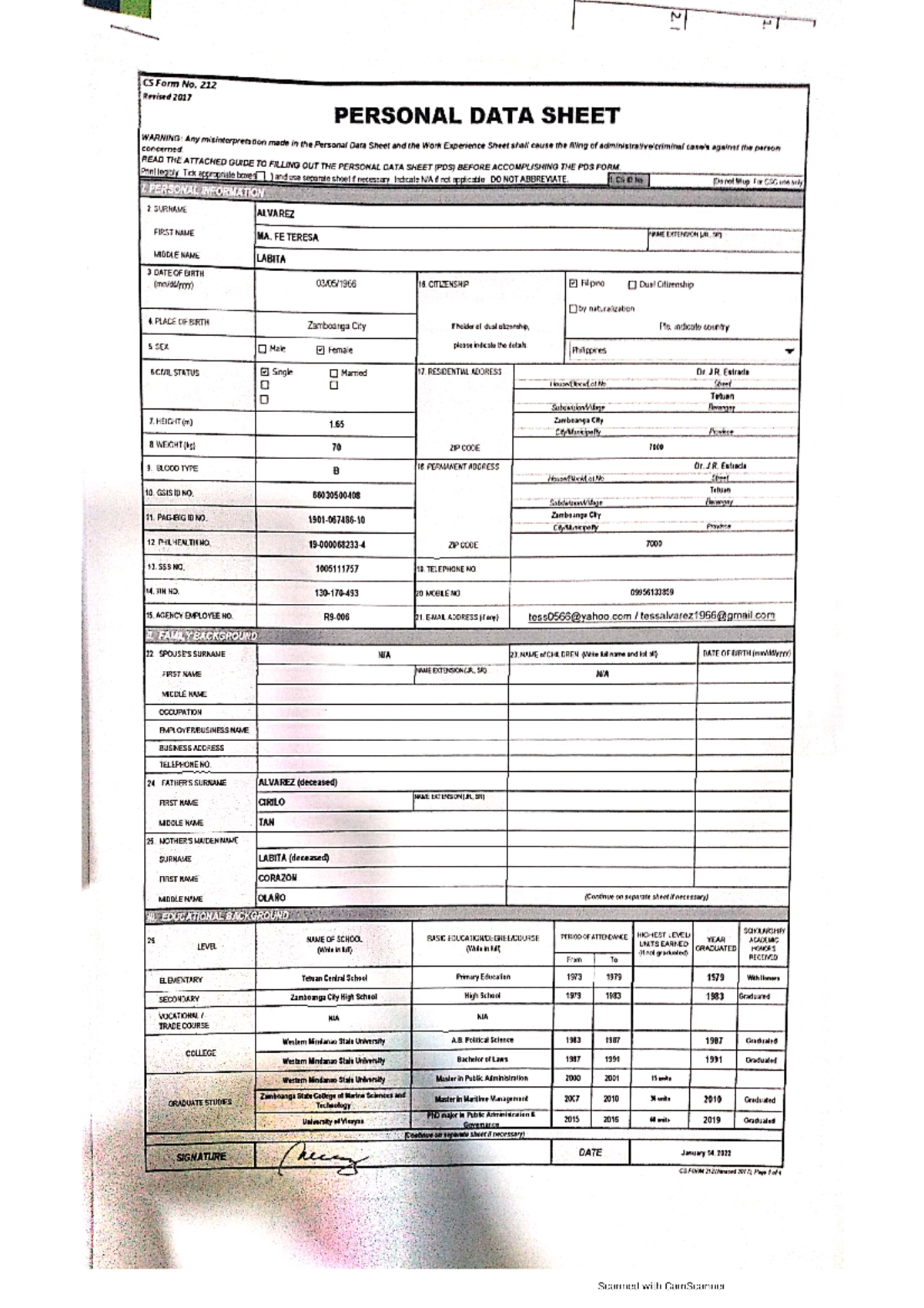 My pds personal data sheet juris doctor degree studocu