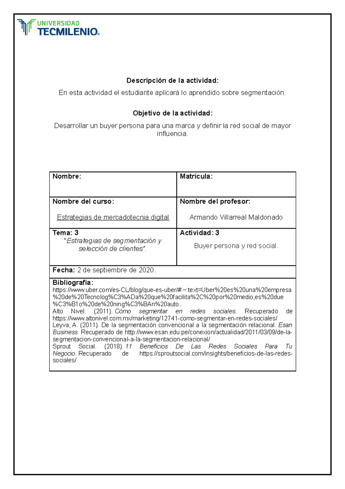 Actividad 3 - Descripción de la actividad: En esta actividad el ...