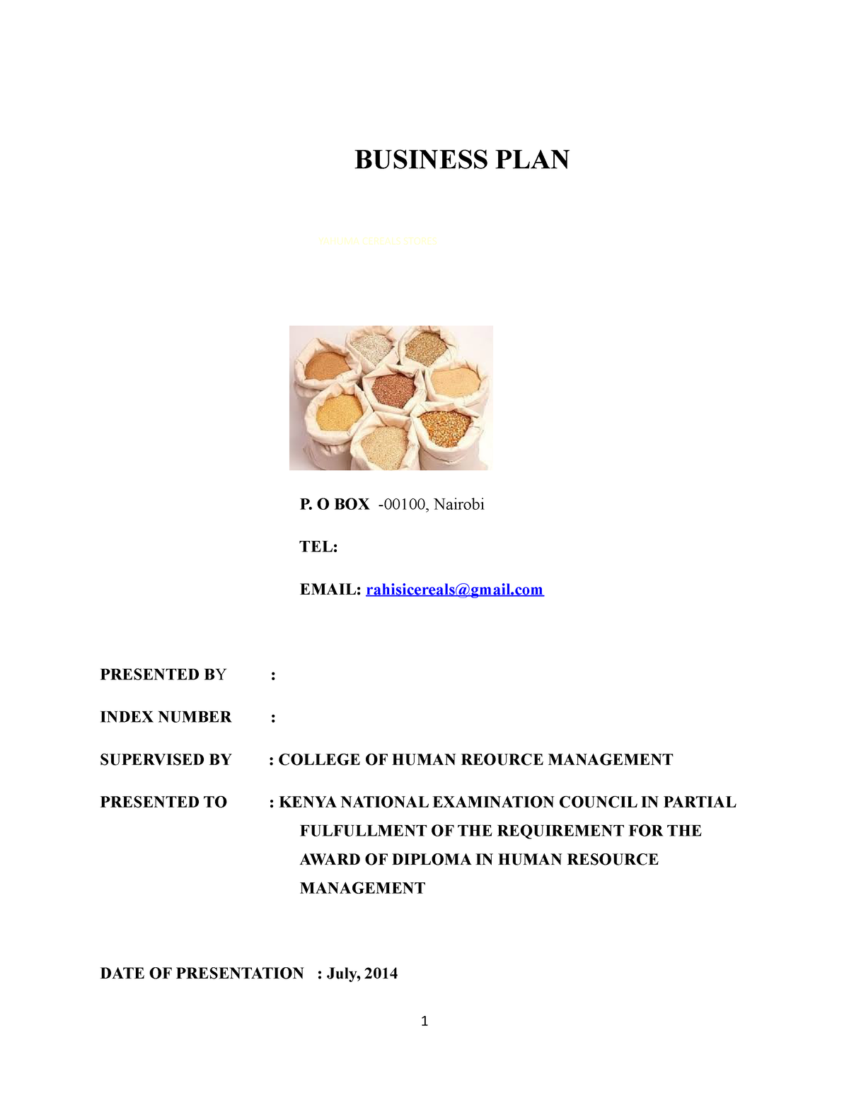 cereal shop business plan pdf