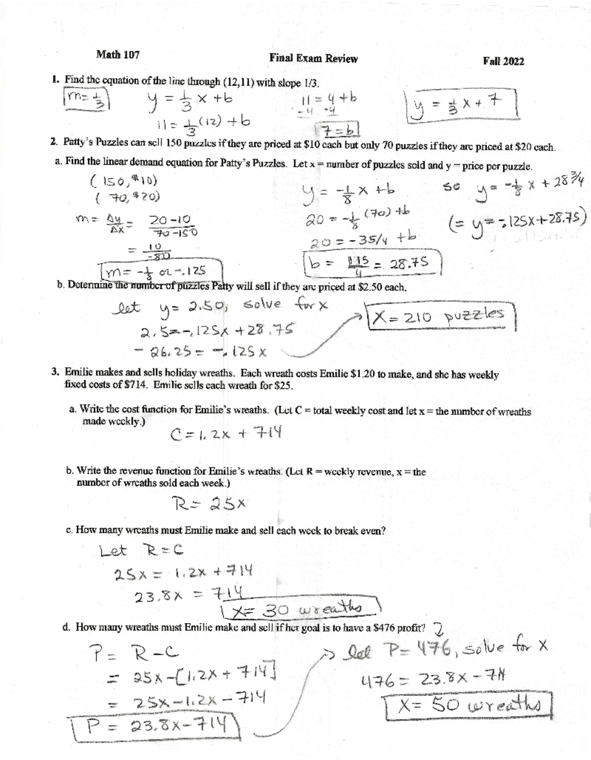 Final Exam Review Sheet Solutions-4 copy - MATH107 - Studocu