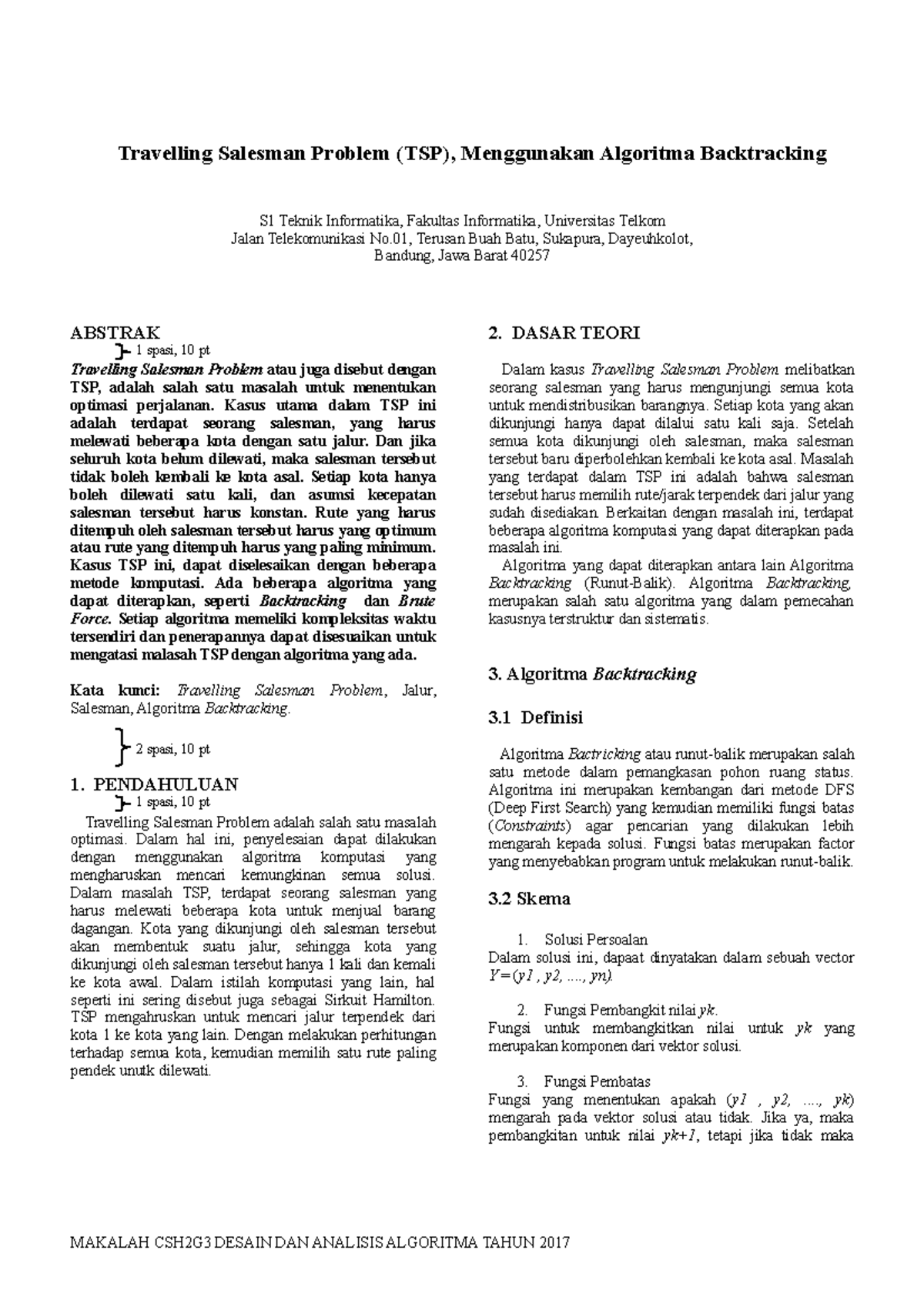 DAA Tubes menggunakan backtracking - Travelling Salesman Problem (TSP ...
