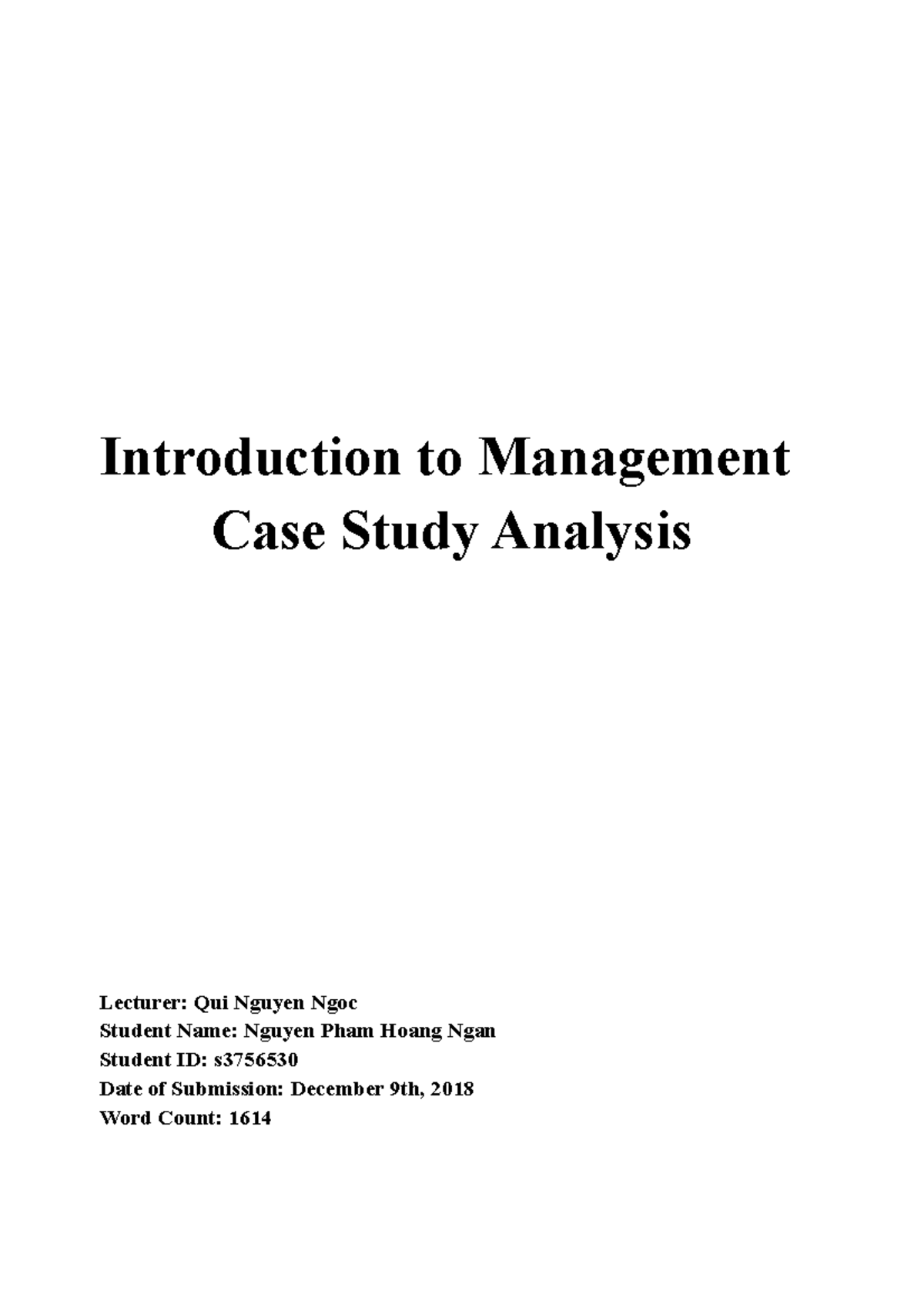 introduction to management case study