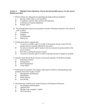 ACC202 Test 1 March - ACC 202 Ethics In Accounting Test 1 March 28 ...