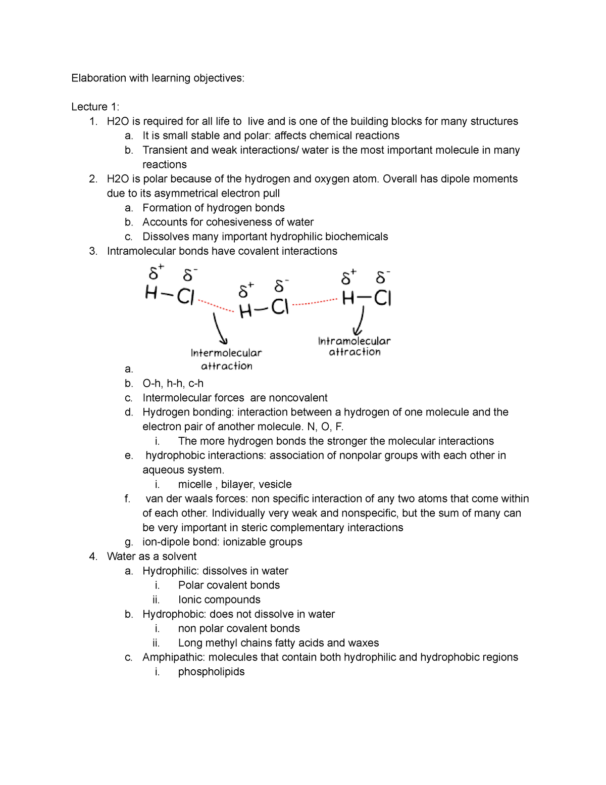 Bch midterm 1 study guide Elaboration with learning objectives