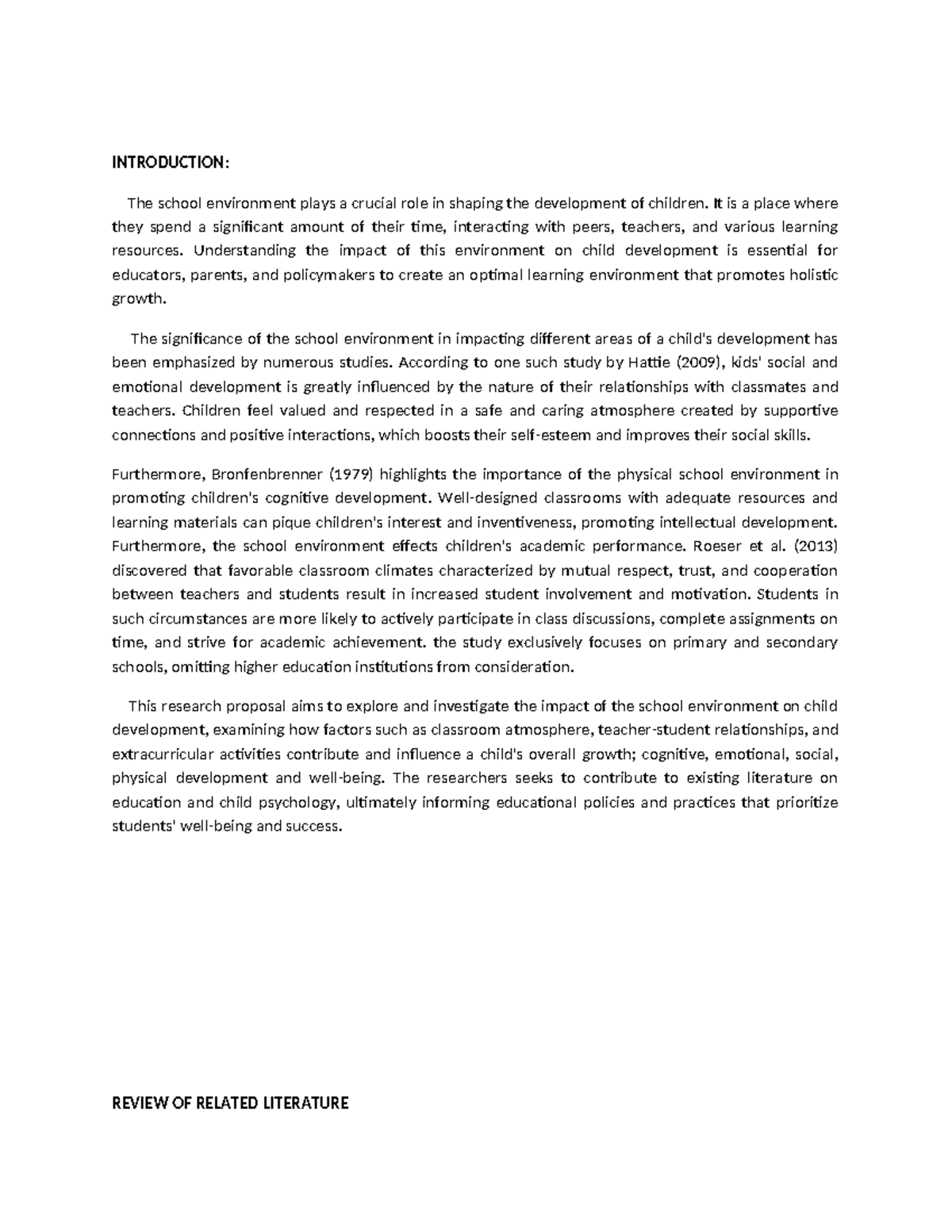 PED- Research - Reseach about Child AdolescenceThe - INTRODUCTION: The ...