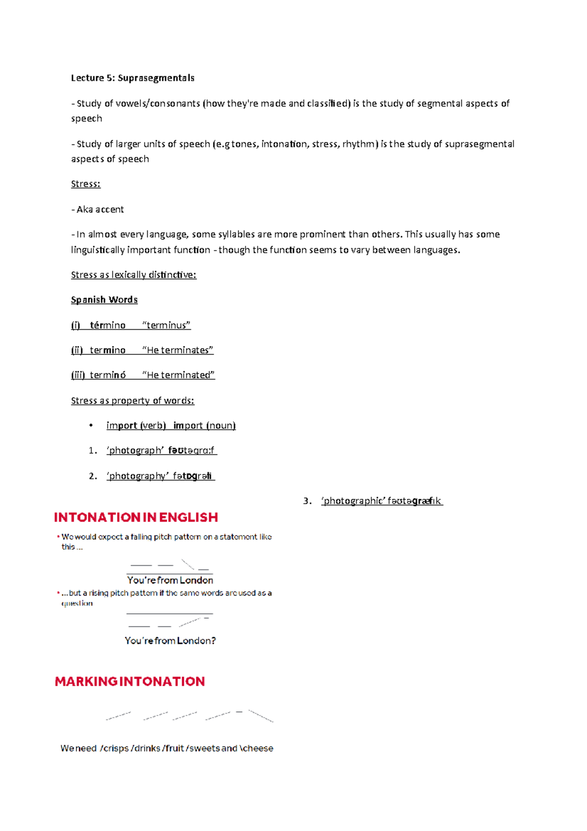 Lecture 5 suprasegmentals - Lecture 5: Suprasegmentals - Study of ...