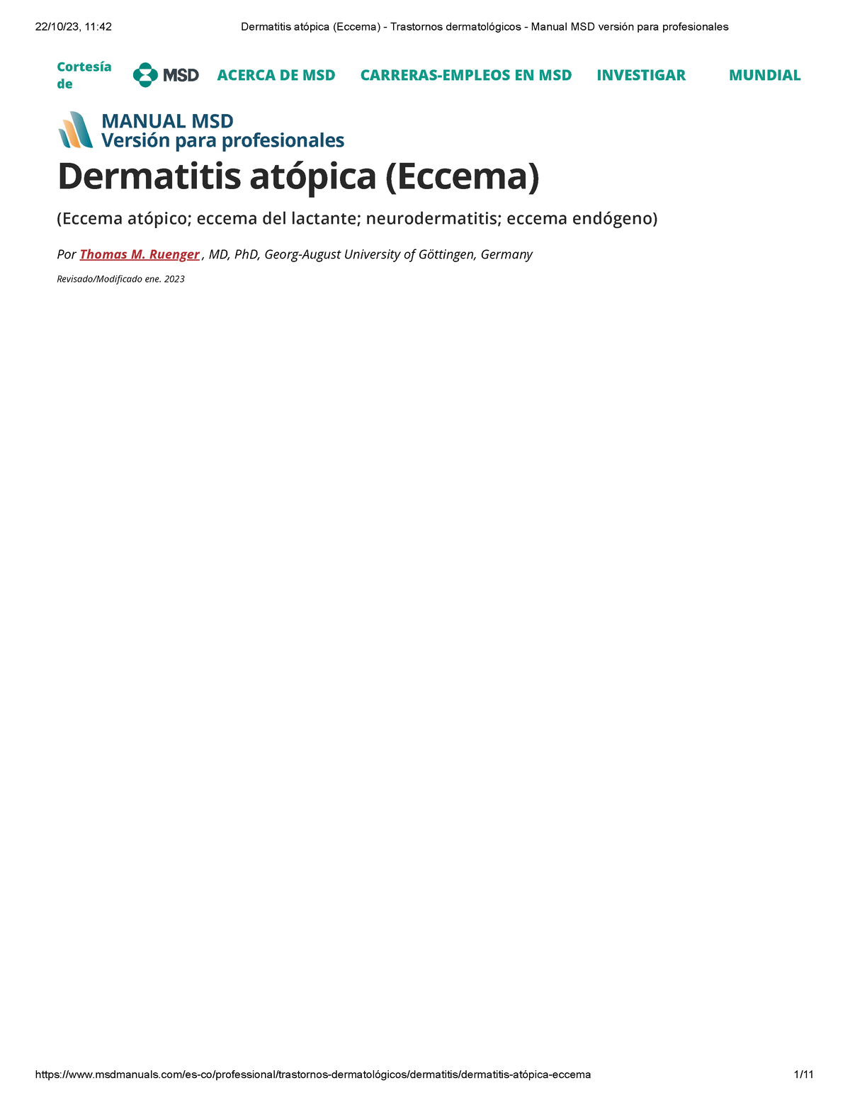 Dermatitis Atópica (Eccema) - Trastornos Dermatológicos - Manual MSD ...