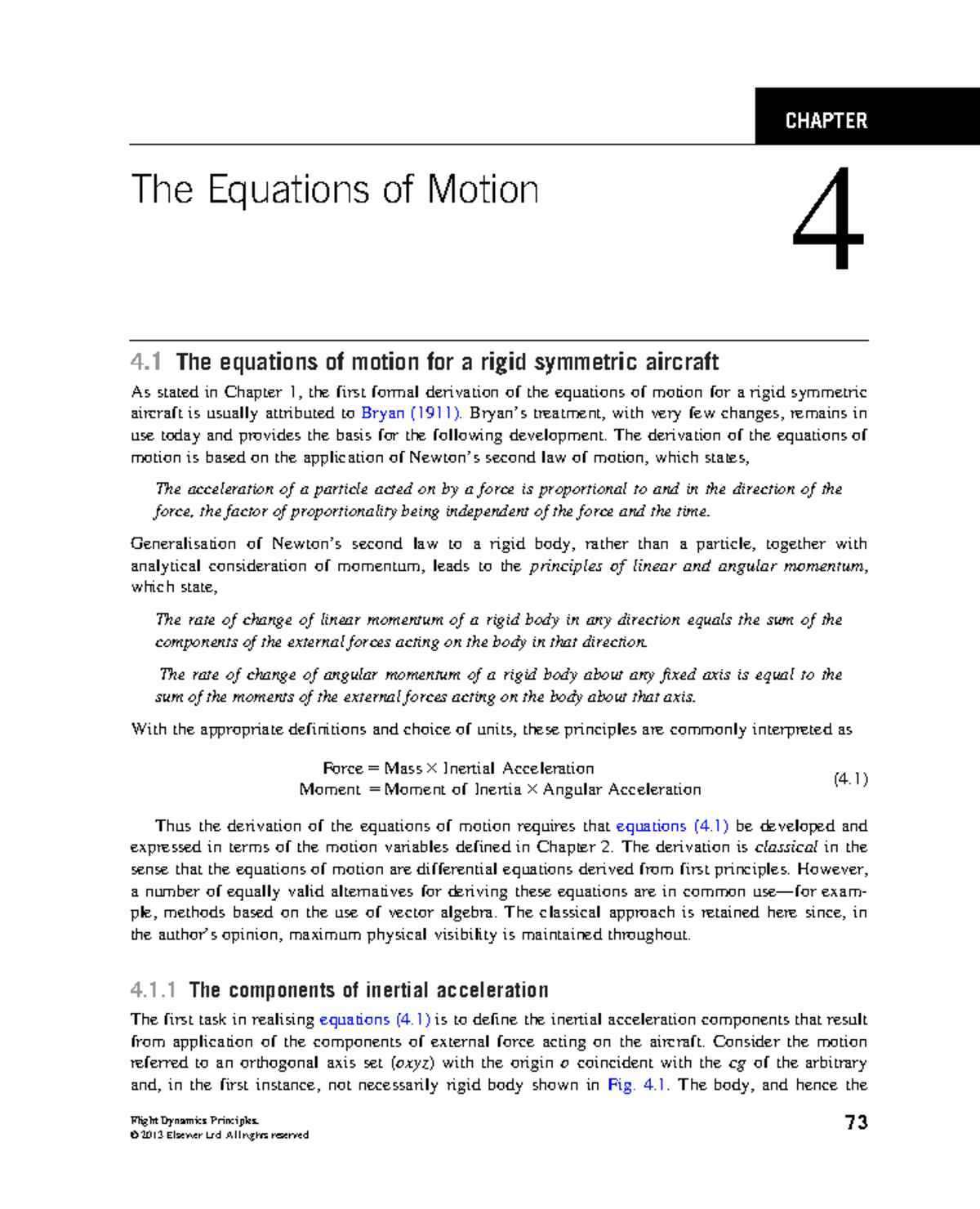 Chapter4TheEquationsofMotion 2013 FlightDynamicsPrinciples