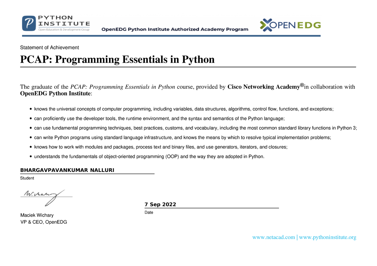 Bhargavpavankumanalluri-Programming Esse-certificate - Statement Of ...