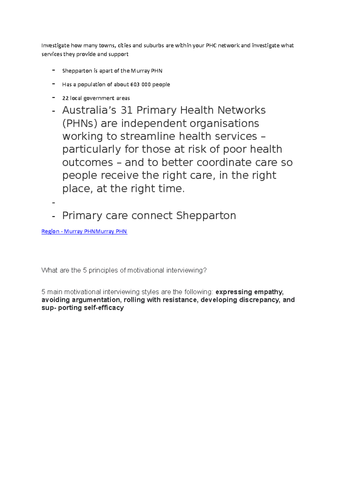Wk5 phn - notes from week 5 of PHN - Investigate how many towns, cities ...