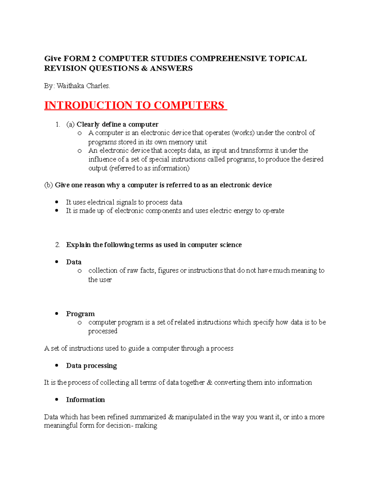 FORM 2 COMP REV - COMPREHENSIVE REVISION FORM 2 - Give FORM 2 COMPUTER ...