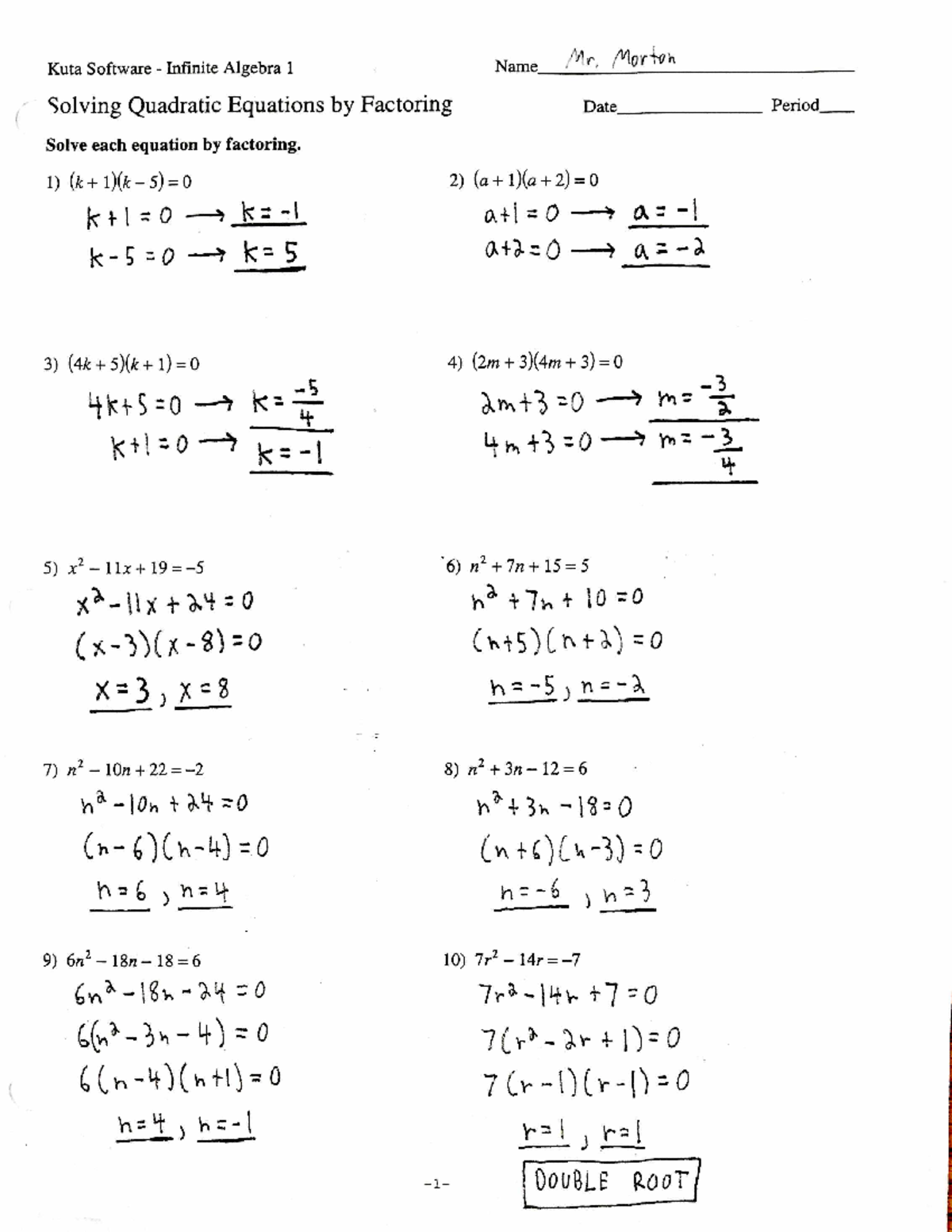 8 solving quadratic equations by factoring - Studocu