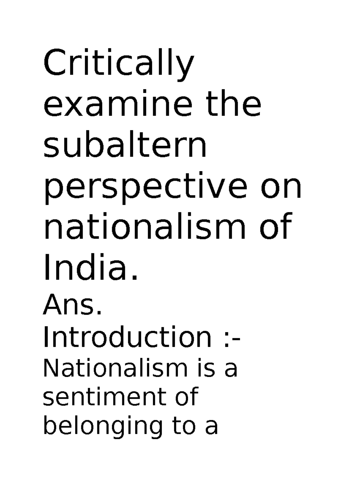 #rd sem English 280822 - Nnnn - Critically examine the subaltern ...