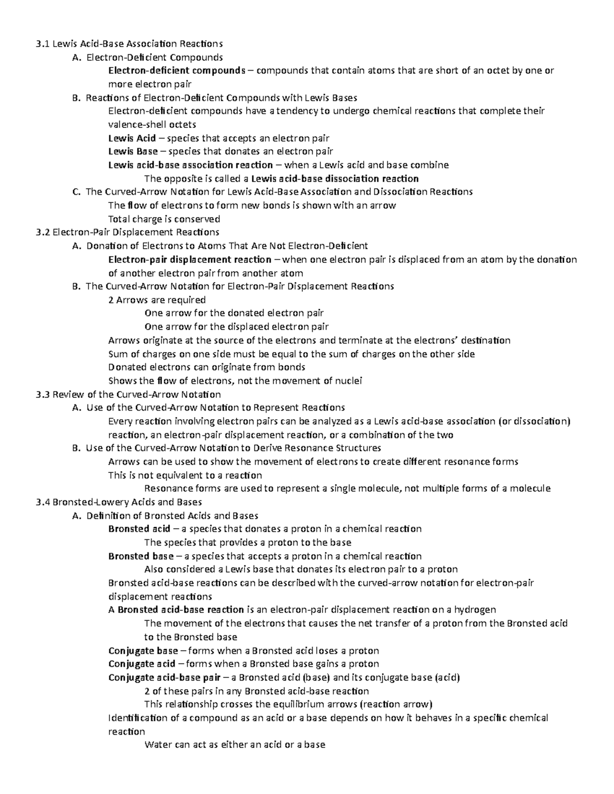 Orgo Notes - Chapter 3 - Summary Organic Chemistry - 3 Lewis Acid-Base ...