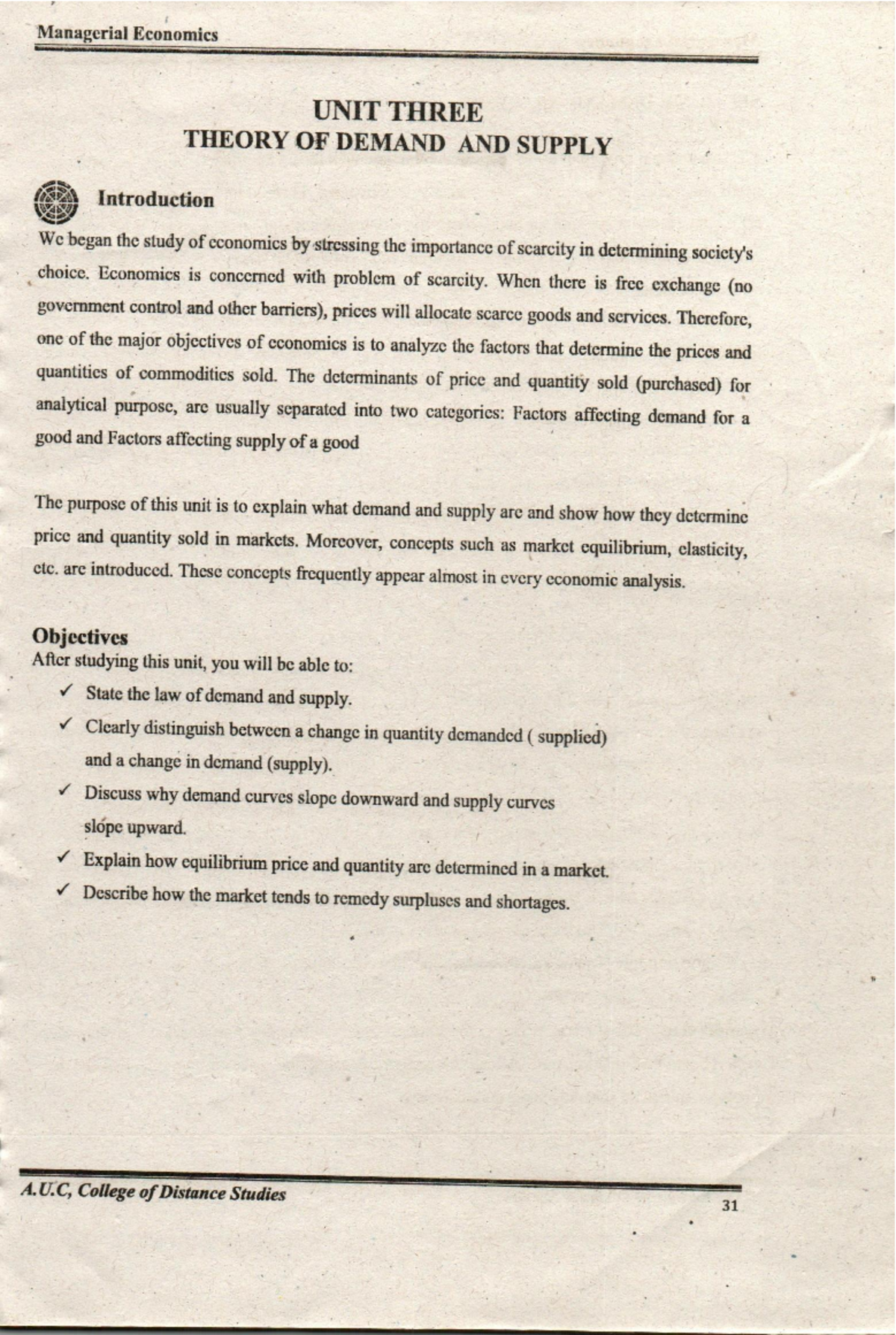 Managerial Economics CH3 - Managerial Economics UNIT THREE THEORY OF ...
