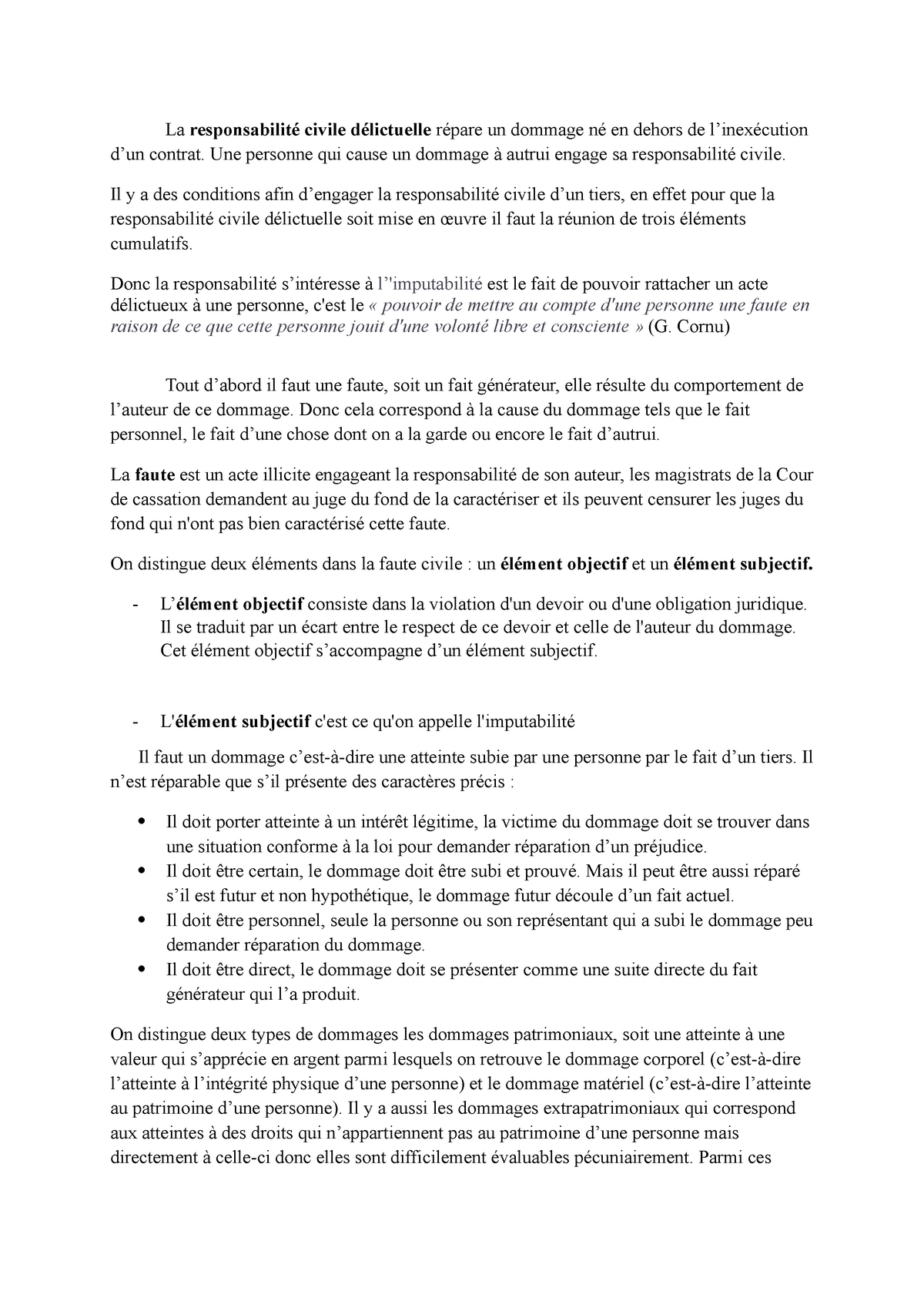 Fiche Responsabilité Civile - La Responsabilité Civile Délictuelle ...