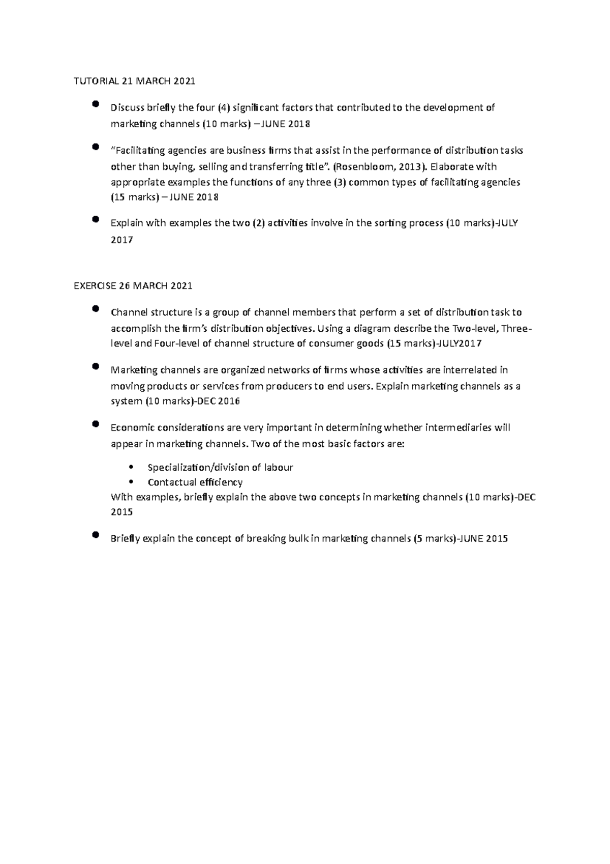 Exercise 26 March 2023 Handwritten - TUTORIAL 21 MARCH 2021 Discuss ...