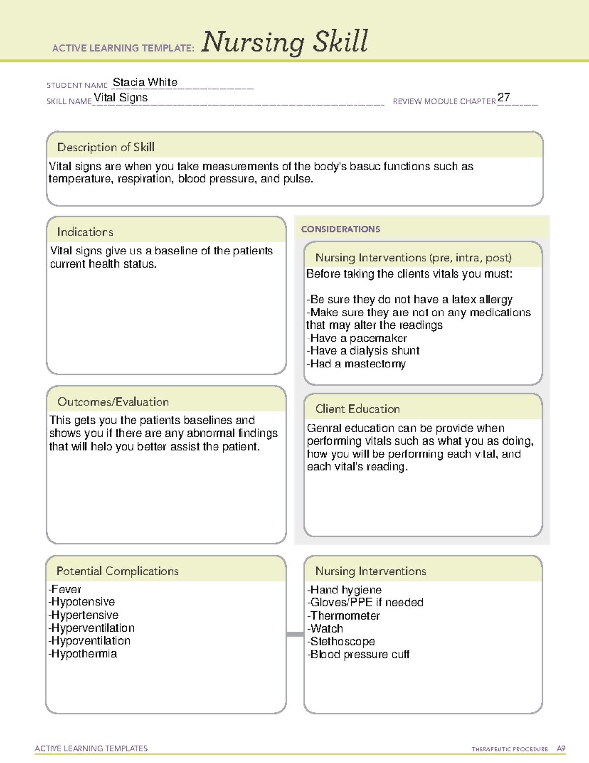 Ati Nursing Skill Template Vital Signs