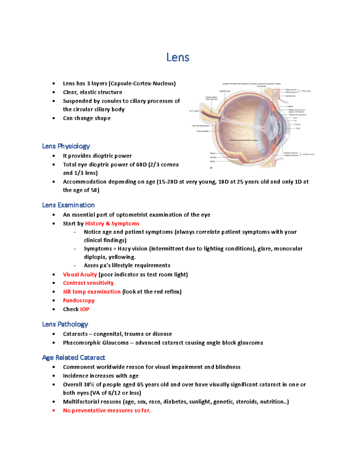 6 Lens notes n/a Lens Lens has 3 layers (CapsuleCortexNucleus