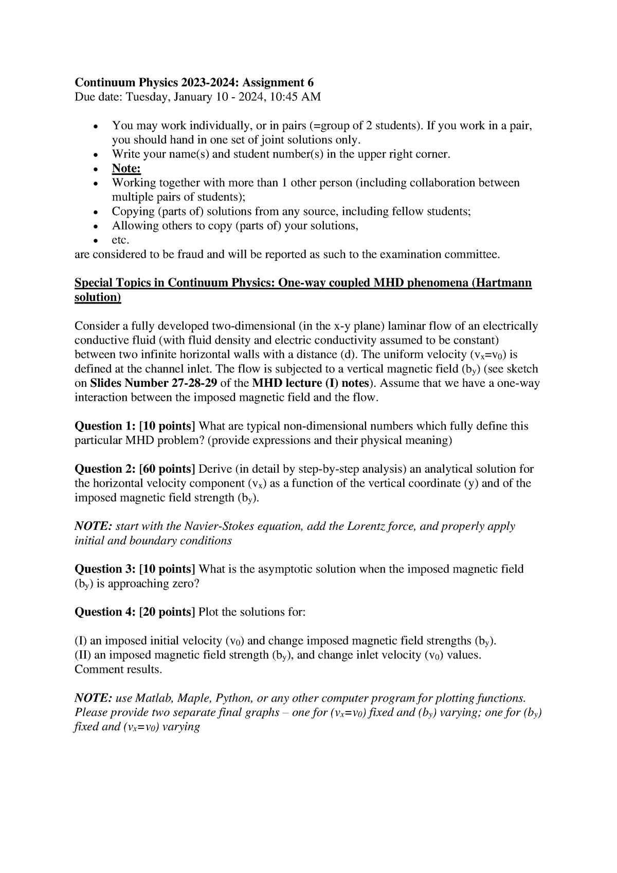 2023-2024-Assignment 6 - Continuum Physics 2023-2024: Assignment 6 Due ...