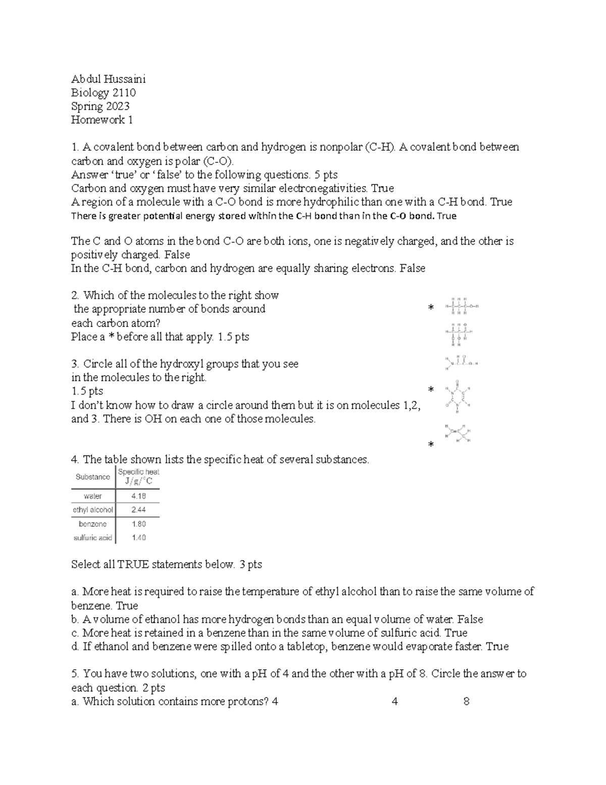 Homework+1 copy - hiih - Abdul Hussaini Biology 2110 Spring 2023 ...