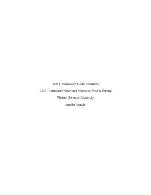 C228 Community Health Field Experience Time Log - WGU Community Health ...