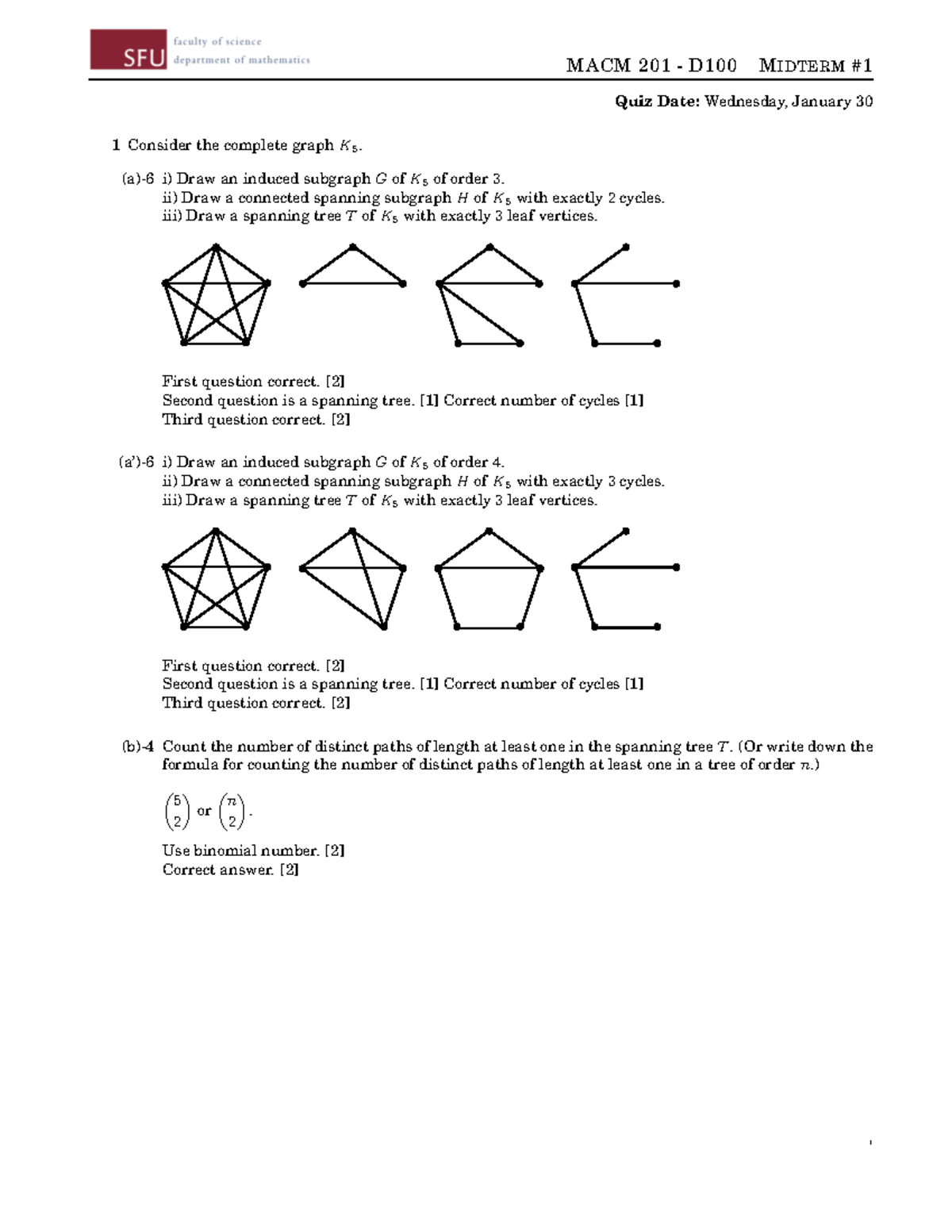 Midterm October 2019, answers - MACM 201 - D100 MIDTERM# Quiz Date ...