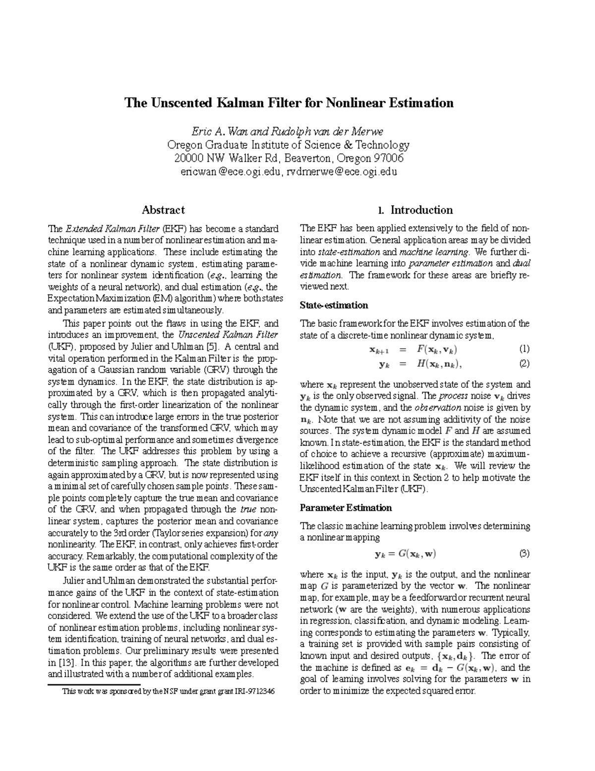The unscented kalman filter for nonlinear estimation ...