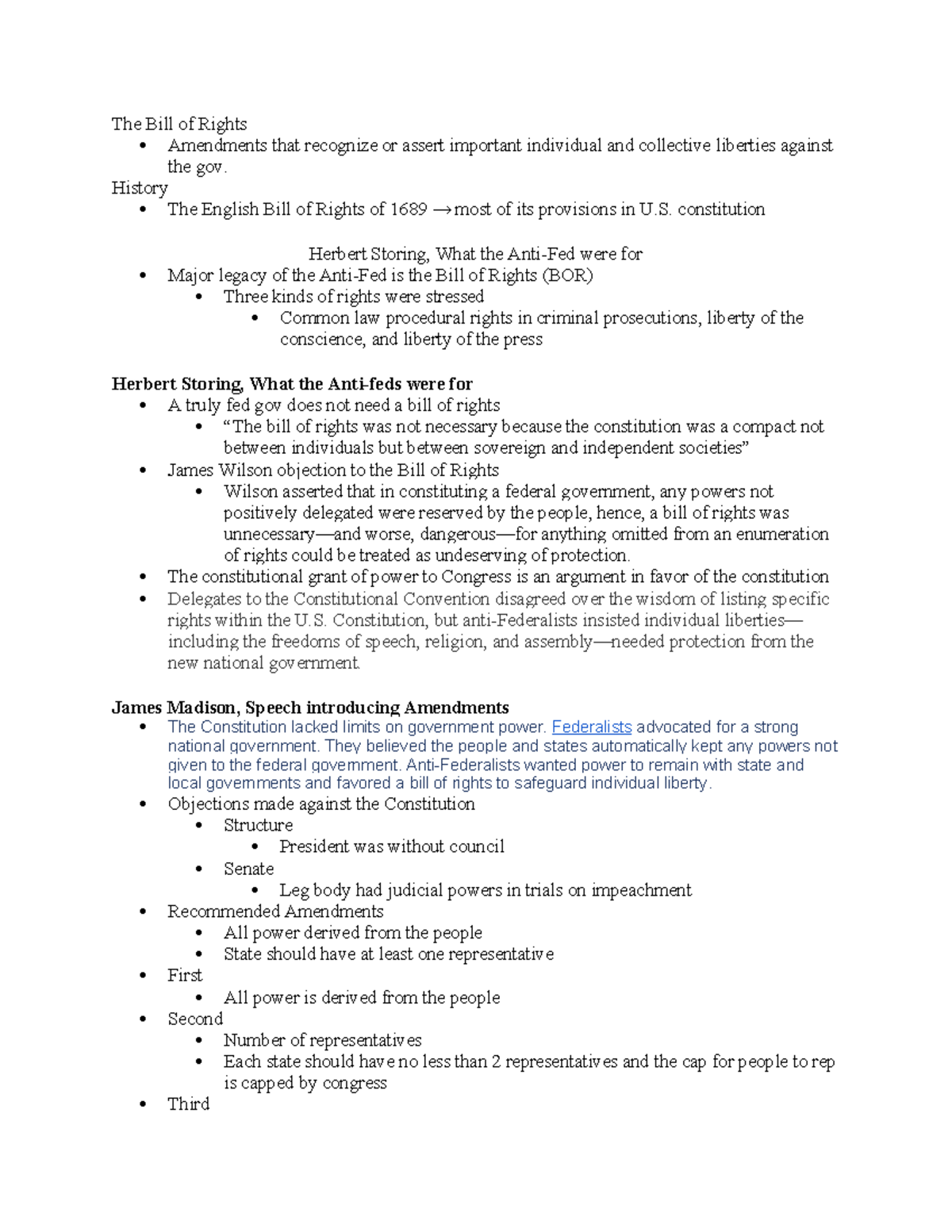 The Bill of Rights HW 1:18 - The Bill of Rights Amendments that ...