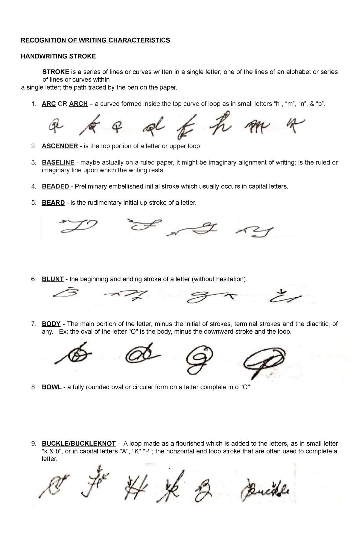 Questioned Document Examination RECOGNITION OF WRITING 