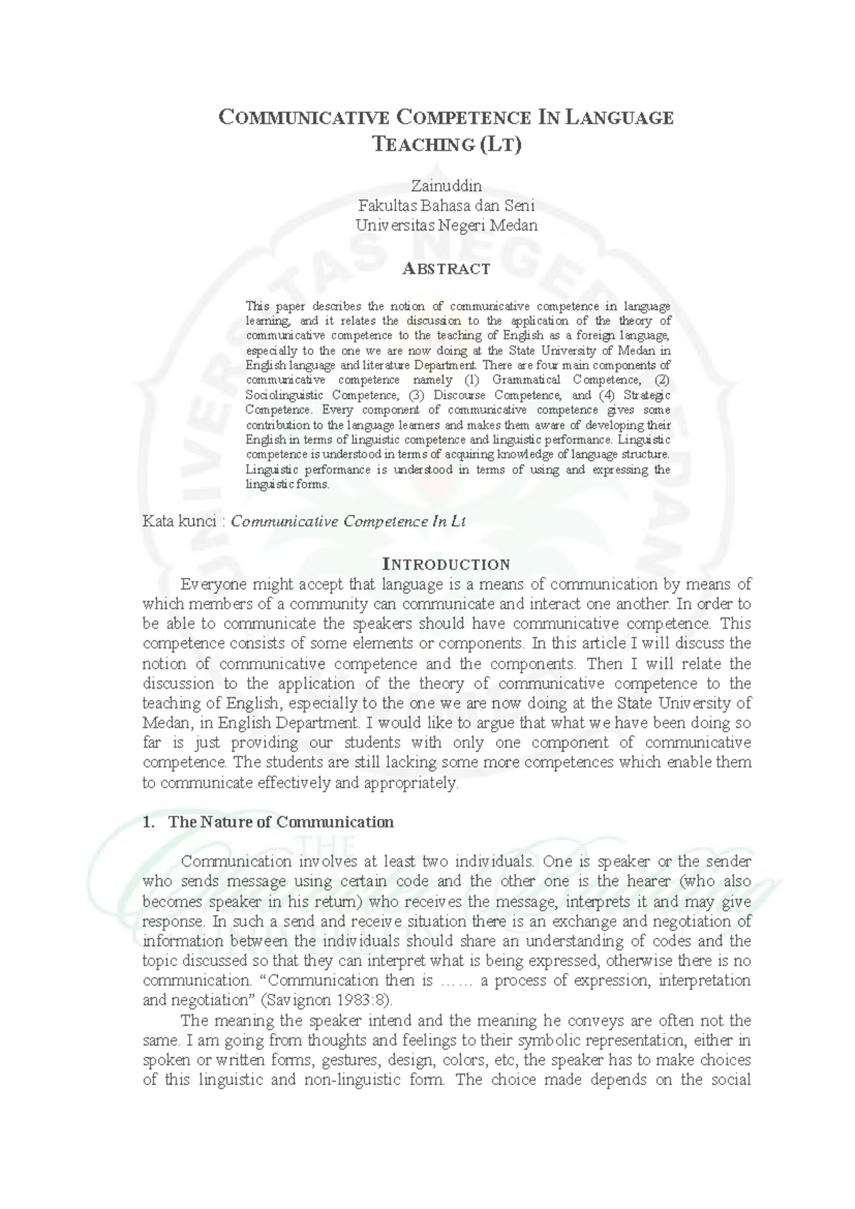 English Competency (Indonesia) - COMMUNICATIVE COMPETENCE IN LANGUAGE ...