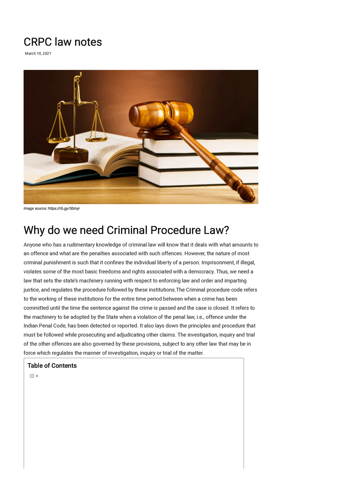 CRPC Law Notes - CRPC Law Notes March 10, 2021 Why Do We Need Criminal ...