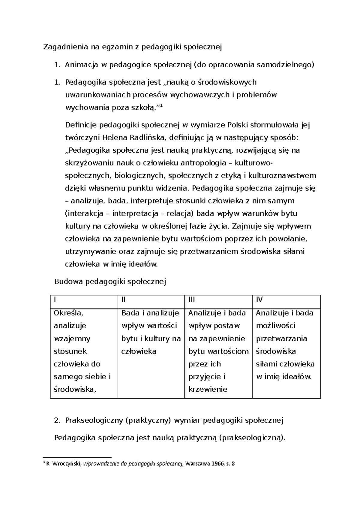 Pedagogika Społeczna - Zagadnienia Na Egzamin Z Pedagogiki Społecznej 1 ...