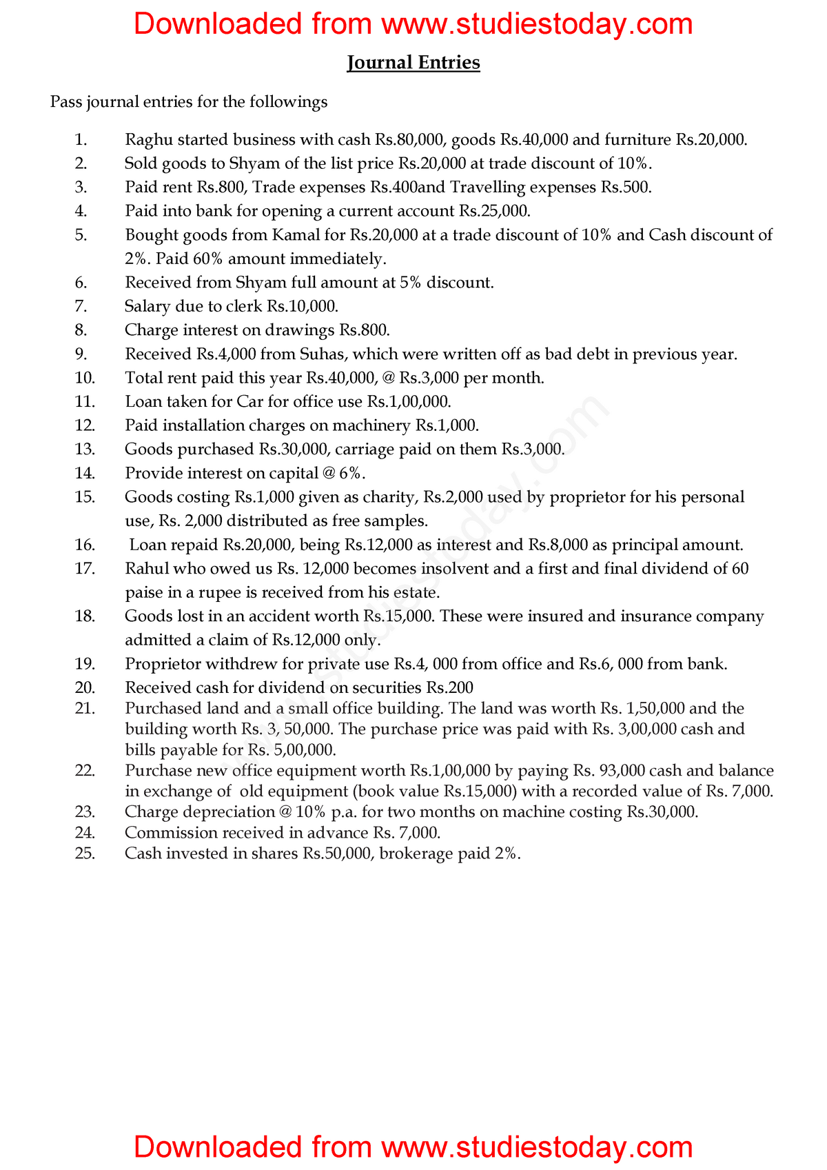 case study on journal entries class 11