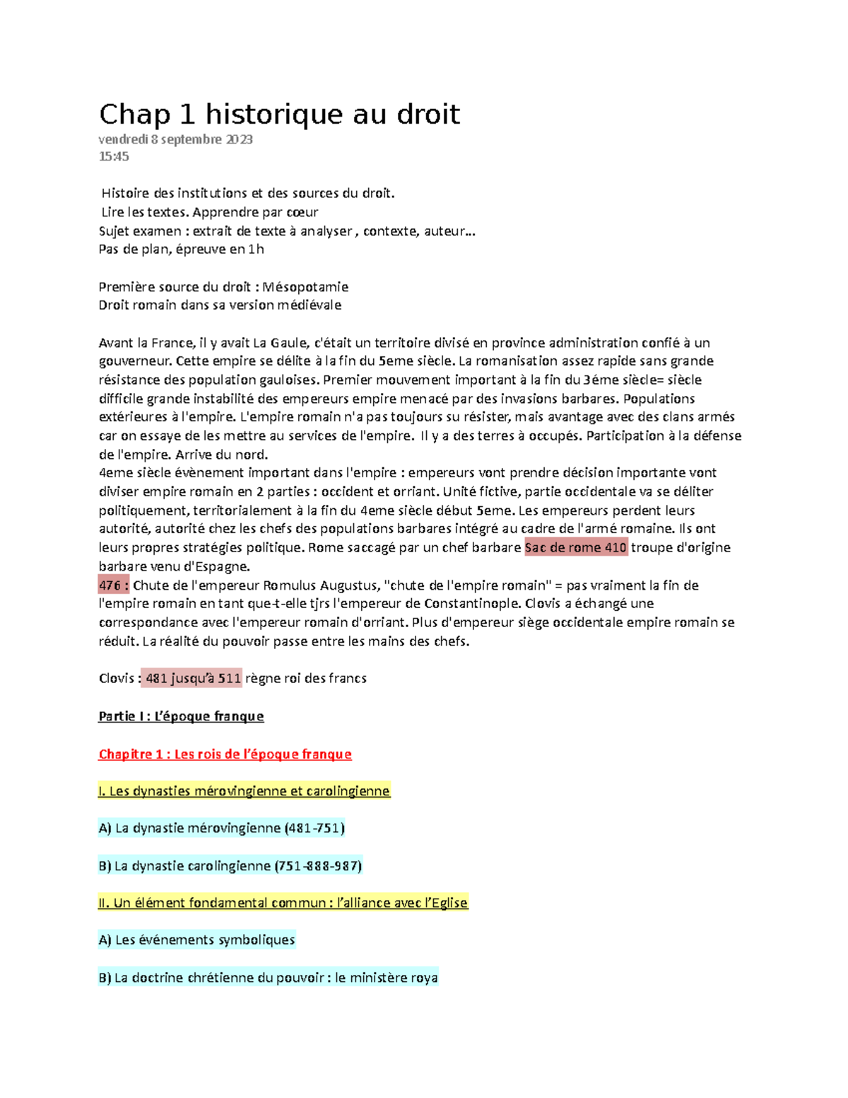 Chap 1 historique au droit Chap 1 historique au droit vendredi 8