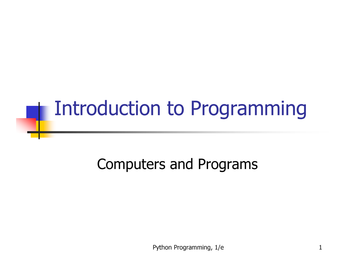 Python Session 1-1 - Python Programming, 1/e 1 Introduction to ...