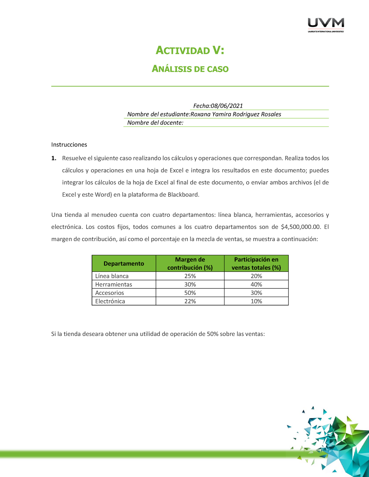 ACTIVIDAD 5 CONTABILIDAD ADMINISTRATICA CICLO 2020 2021 UVM CONTADOR ...