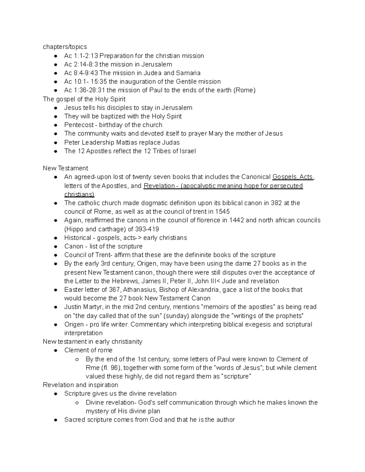 Theo notes (R) - chapters/topics Ac 1:1-2:13 Preparation for the ...