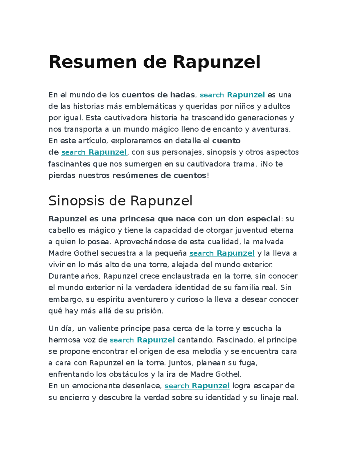 Resumen de Rapunzel - Esta cautivadora historia ha trascendido