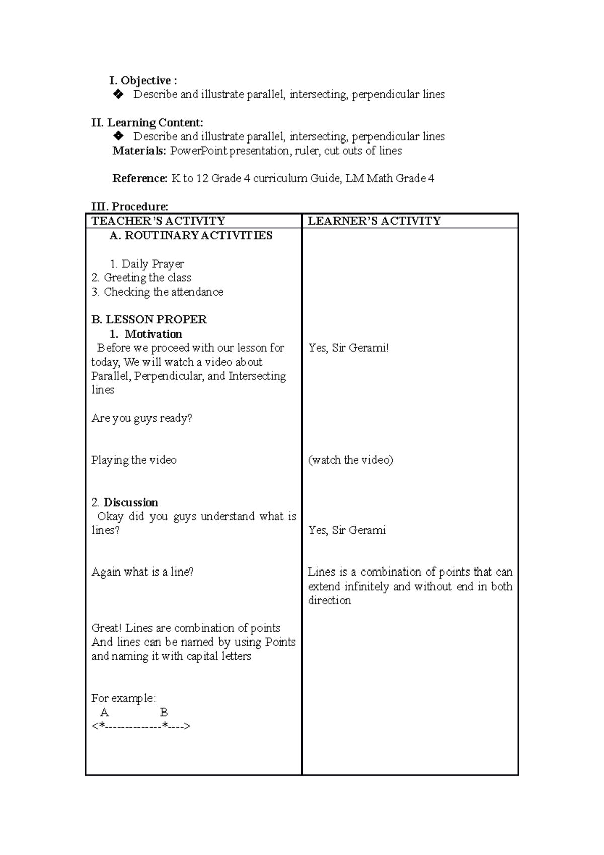 Detailed Lesson Plan Grade 4 Math Week 1 3rd Quarter I. Objective