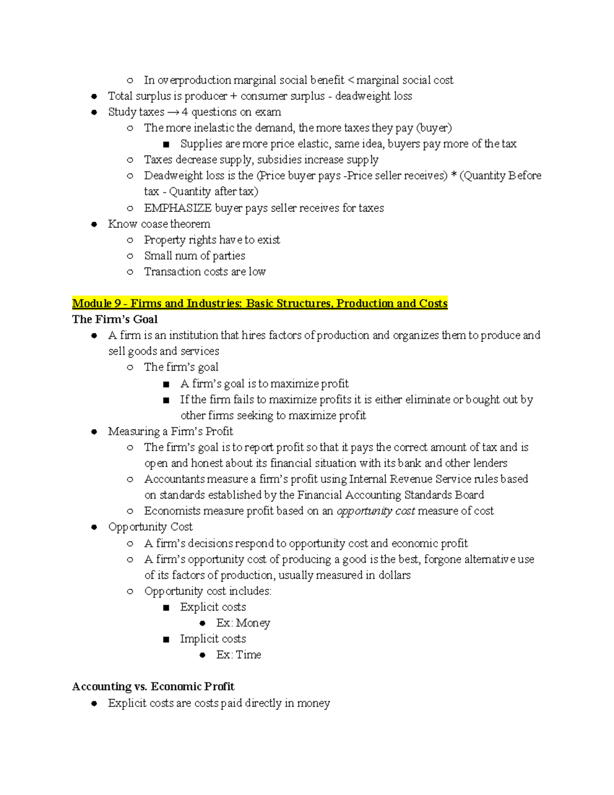 Econ B251: Firms And Industries - In Overproduction Marginal Social Benefit