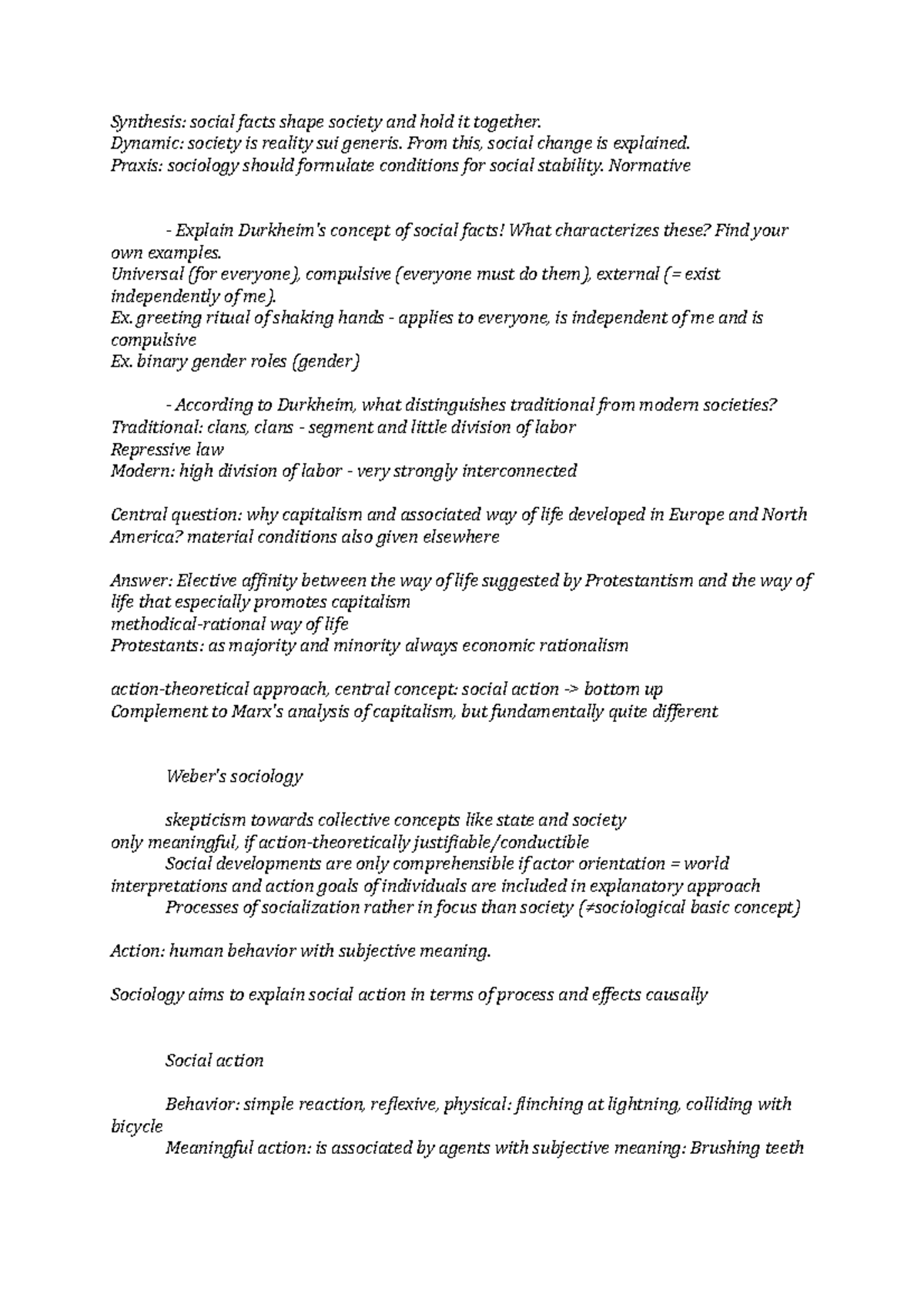 Synthesis Notes taken in sociology class Synthesis social facts