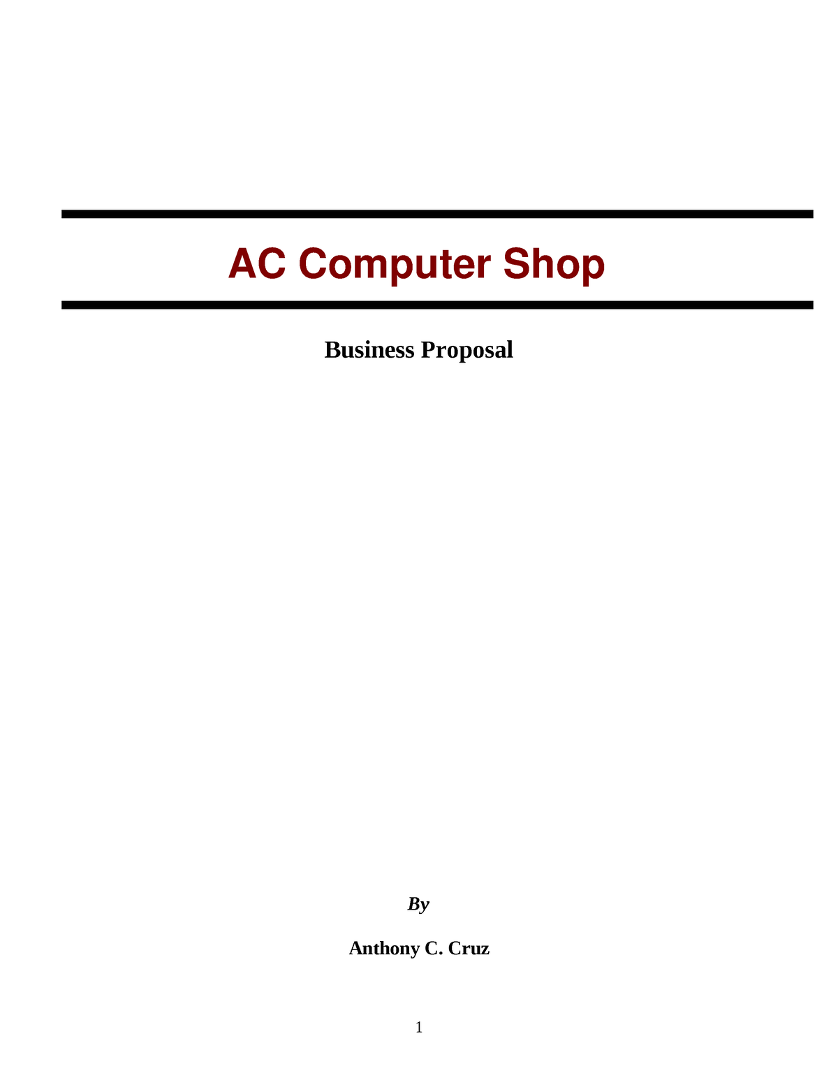 computer shop business proposal