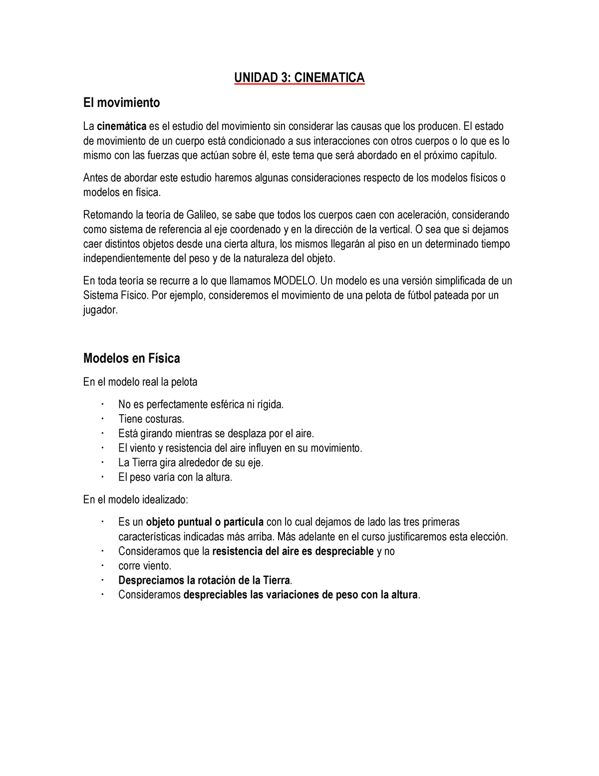 Unidad Cinematica Unidad Cinematica El Movimiento La Cinemtica Es El Estudio Del