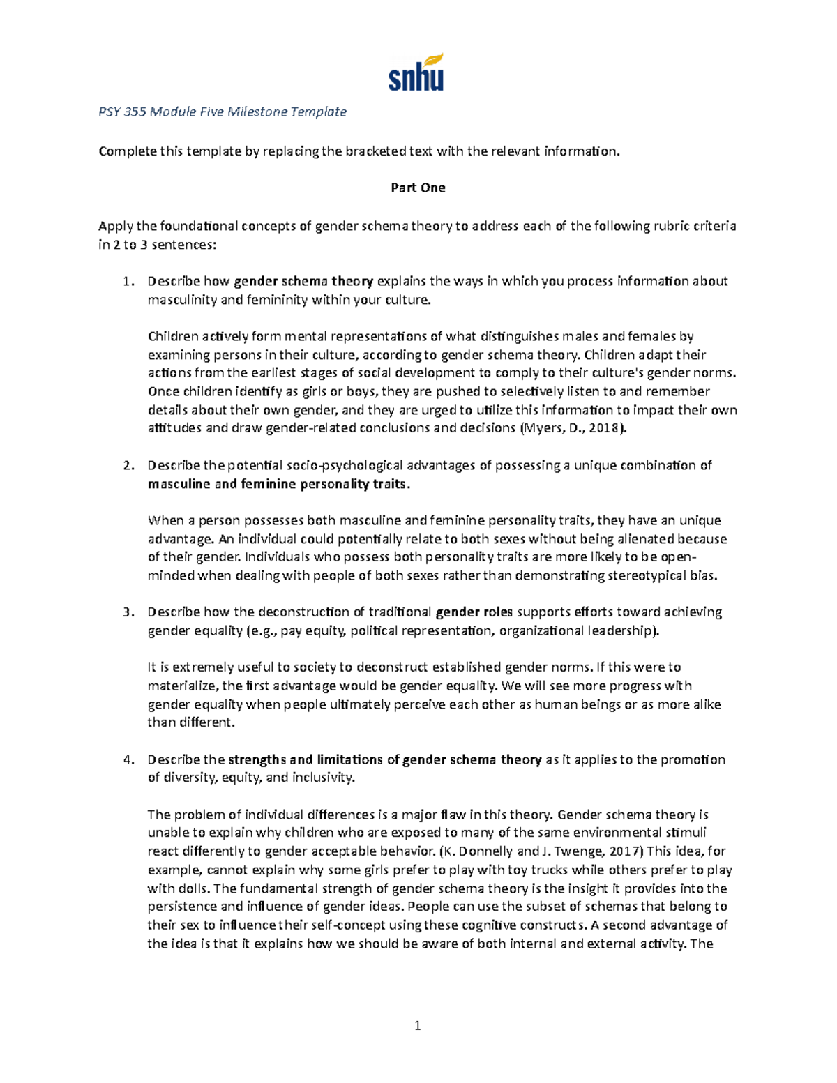 PSY 355 Module Five Milestone Activity - PSY 355 Module Five Milestone ...