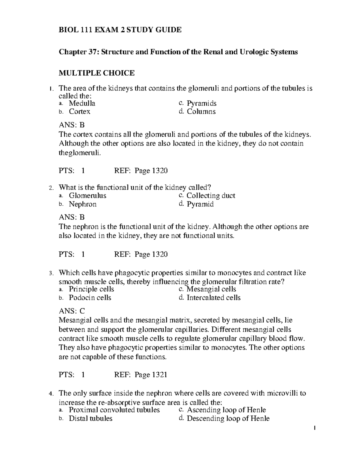 BIOL 111 Structure And Function Of The Renal And Urologic Systems ...