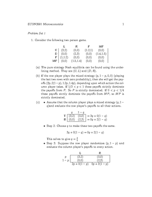 Micro Problem set 2 - ECON2001 - Studocu