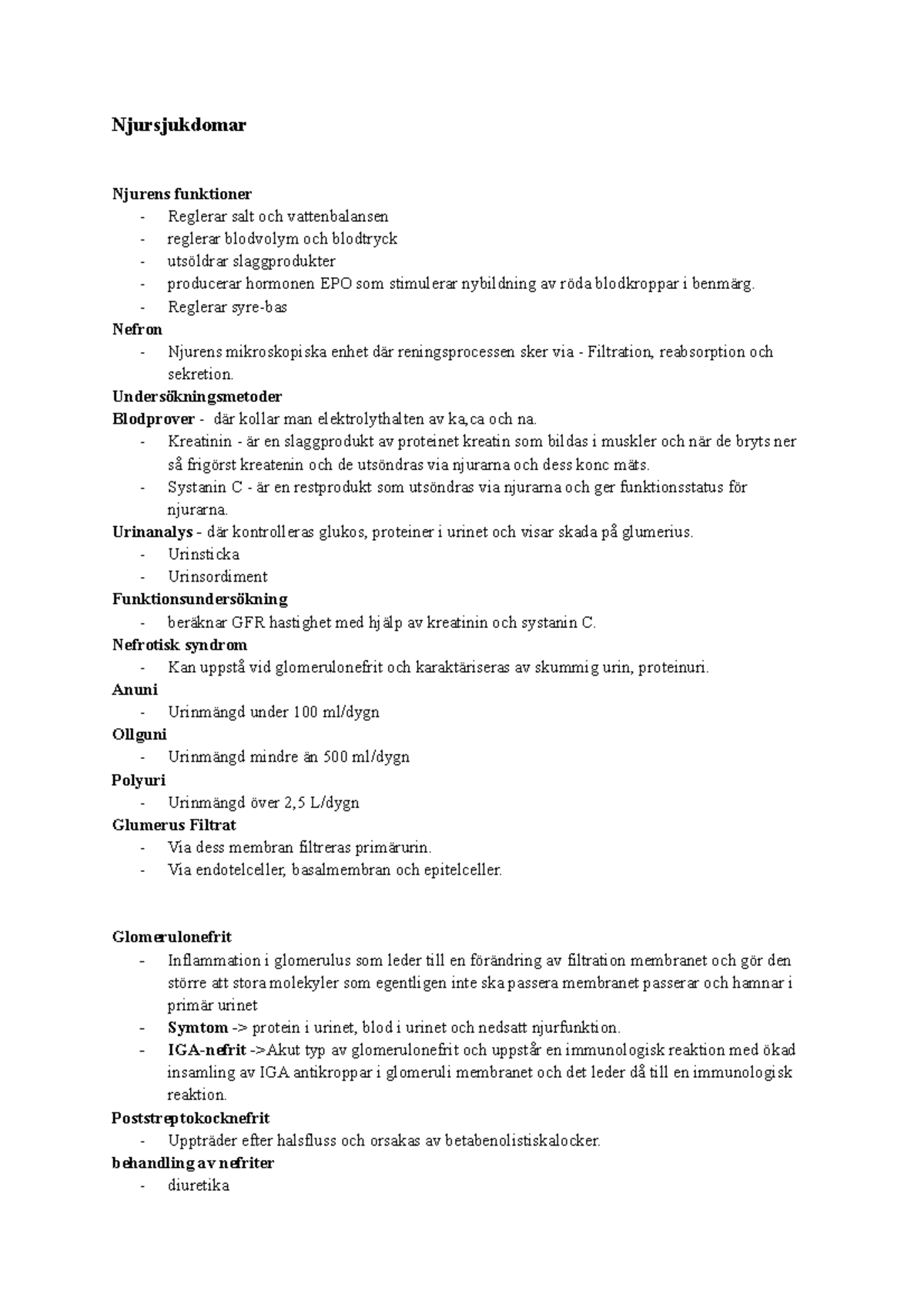 Njursjukdomar - Sammanfattning Av Alla Sjukdomar Område Njurar ...